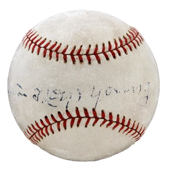 Denton T. (Cy) Young Single-Signed Baseball -Rare Full Name Signature
